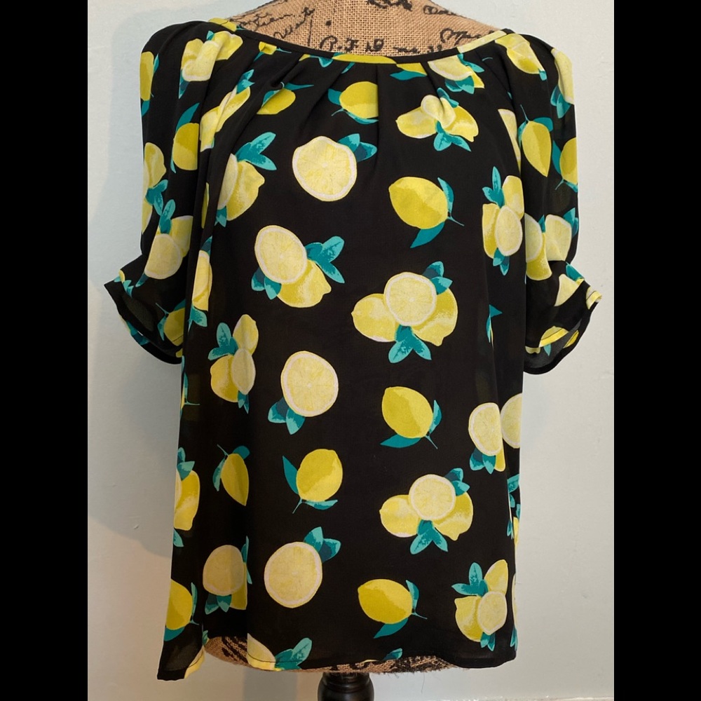 Cynthia by Cynthia Rowley Black Lemon Blouse Small